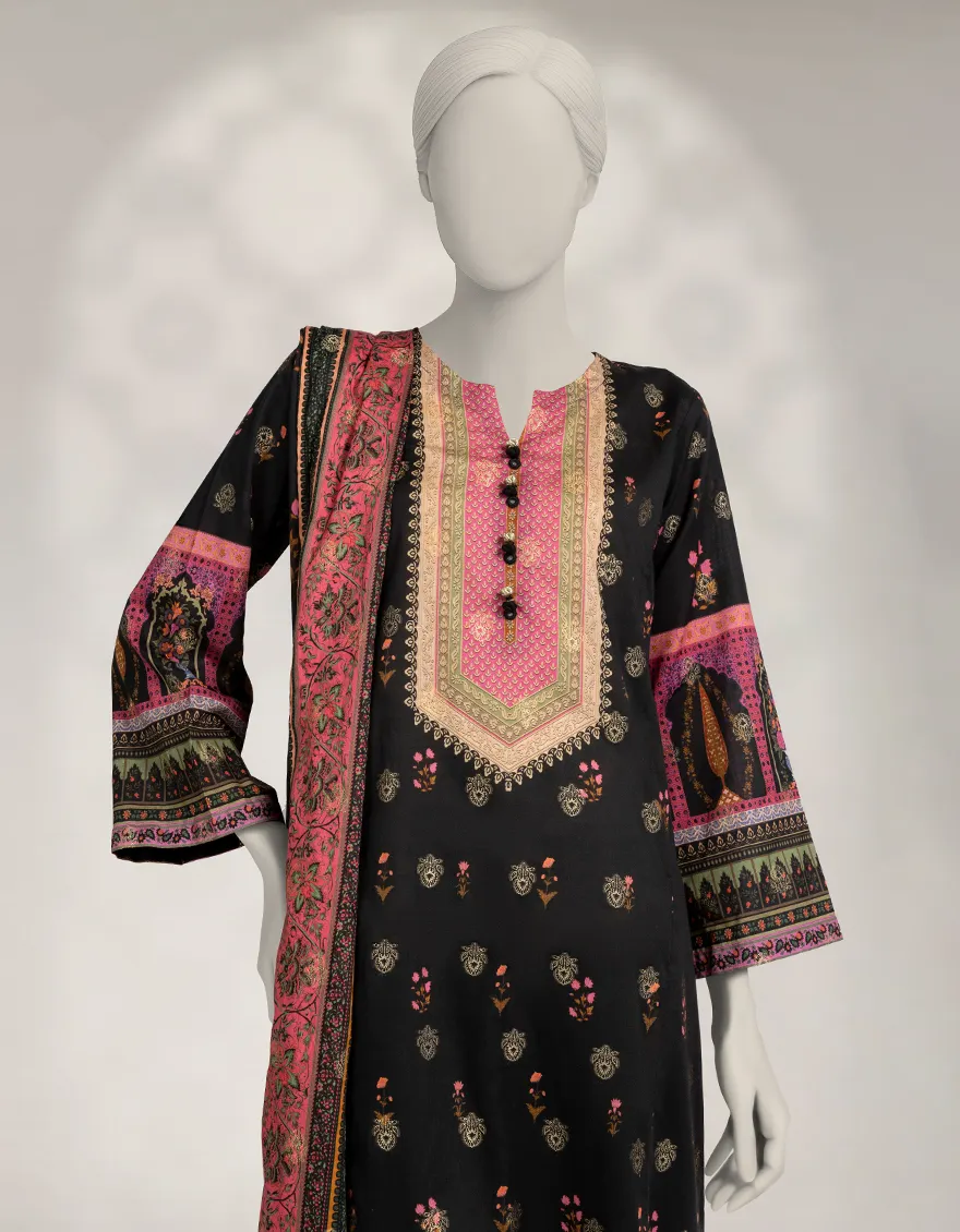 BLACK JACQUARD 3PC STITCHED | JLAWN-W-25-309/S MUGHAL BAGH-01 - Image 3