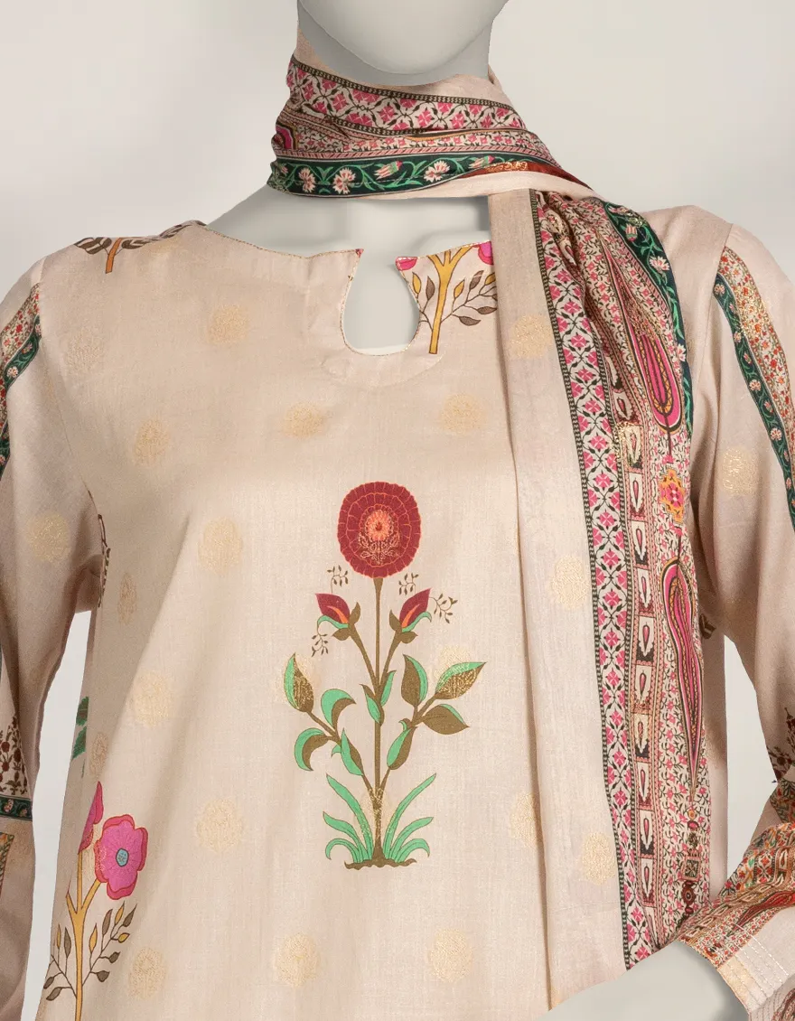 BEIGE JACQUARD 3PC STITCHED | JLAWN-W-25-310/S MUGHAL BAGH-02 - Image 4