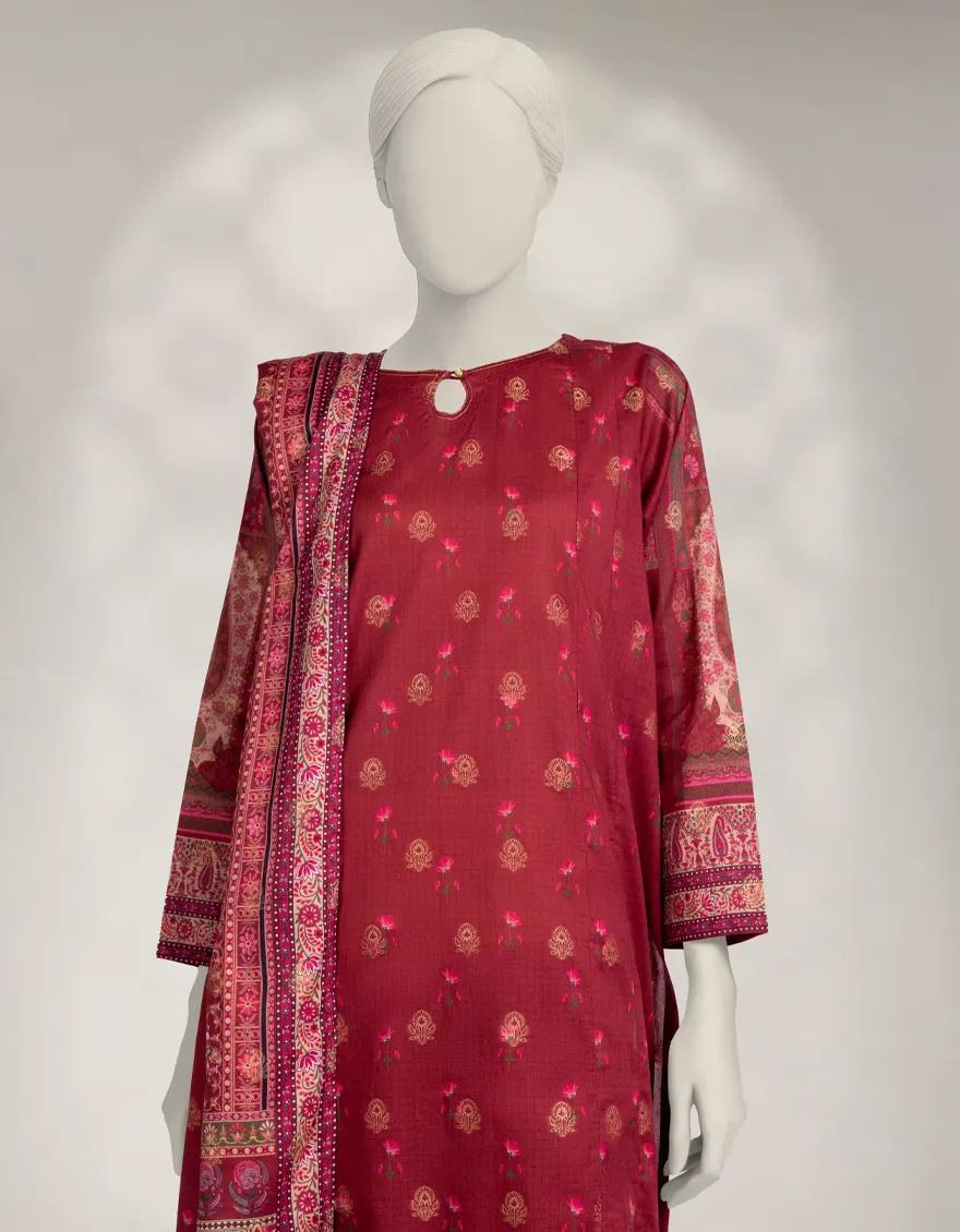 PINK JACQUARD 3PC STITCHED | JLAWN-W-25-311/S MUGHAL BAGH-03 - Image 2