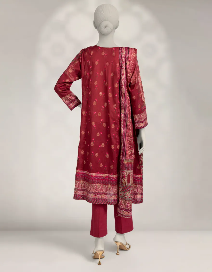 PINK JACQUARD 3PC STITCHED | JLAWN-W-25-311/S MUGHAL BAGH-03 - Image 3