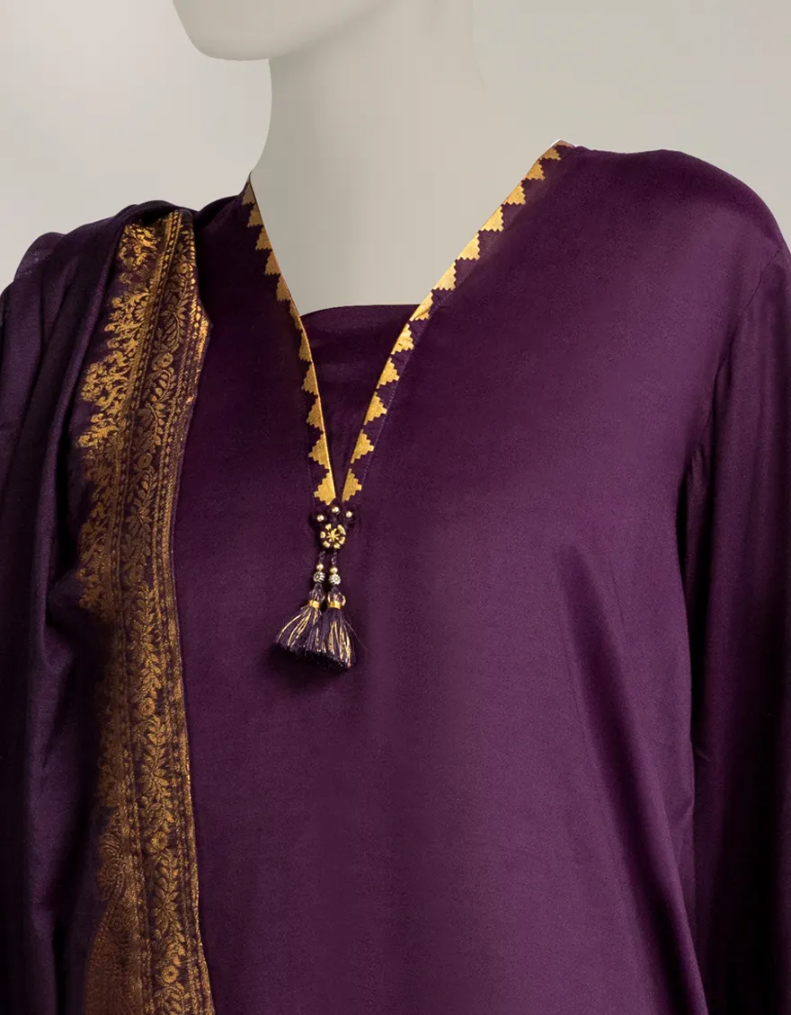 PURPLE MAPLE SILK 3PC STITCHED | JLAWN-W-25-313/S ROYAL-1 - Image 4