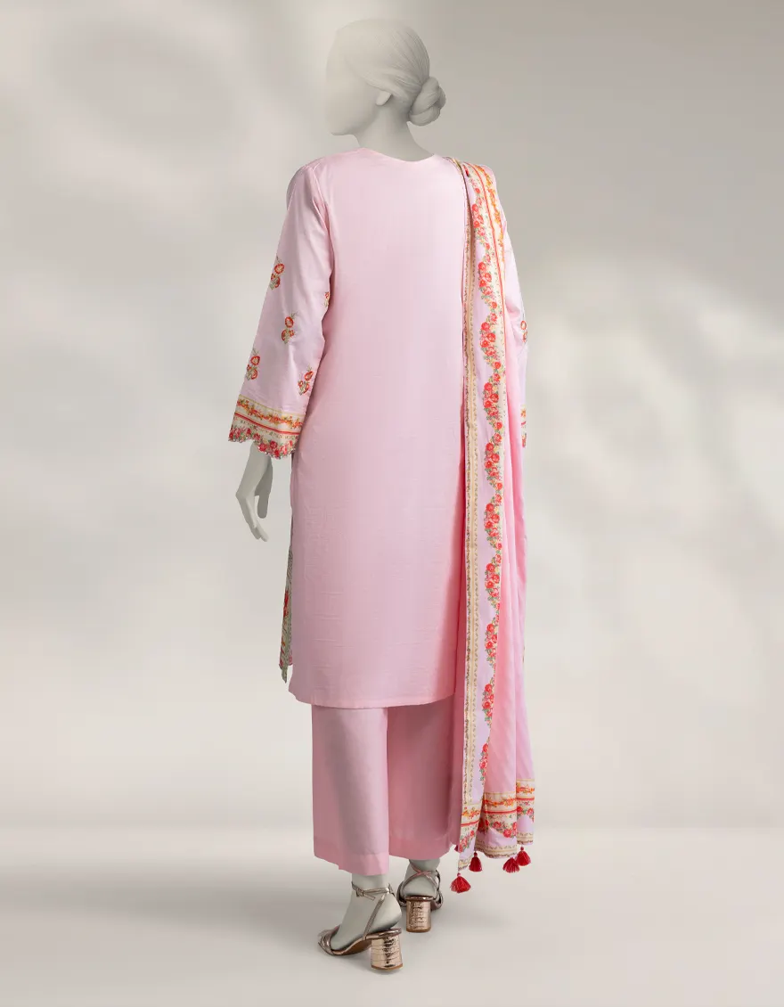 PINK DOBBY 3PC STITCHED | JLAWN-W-25-317/S VINTAGE FLORAL-01 - Image 2