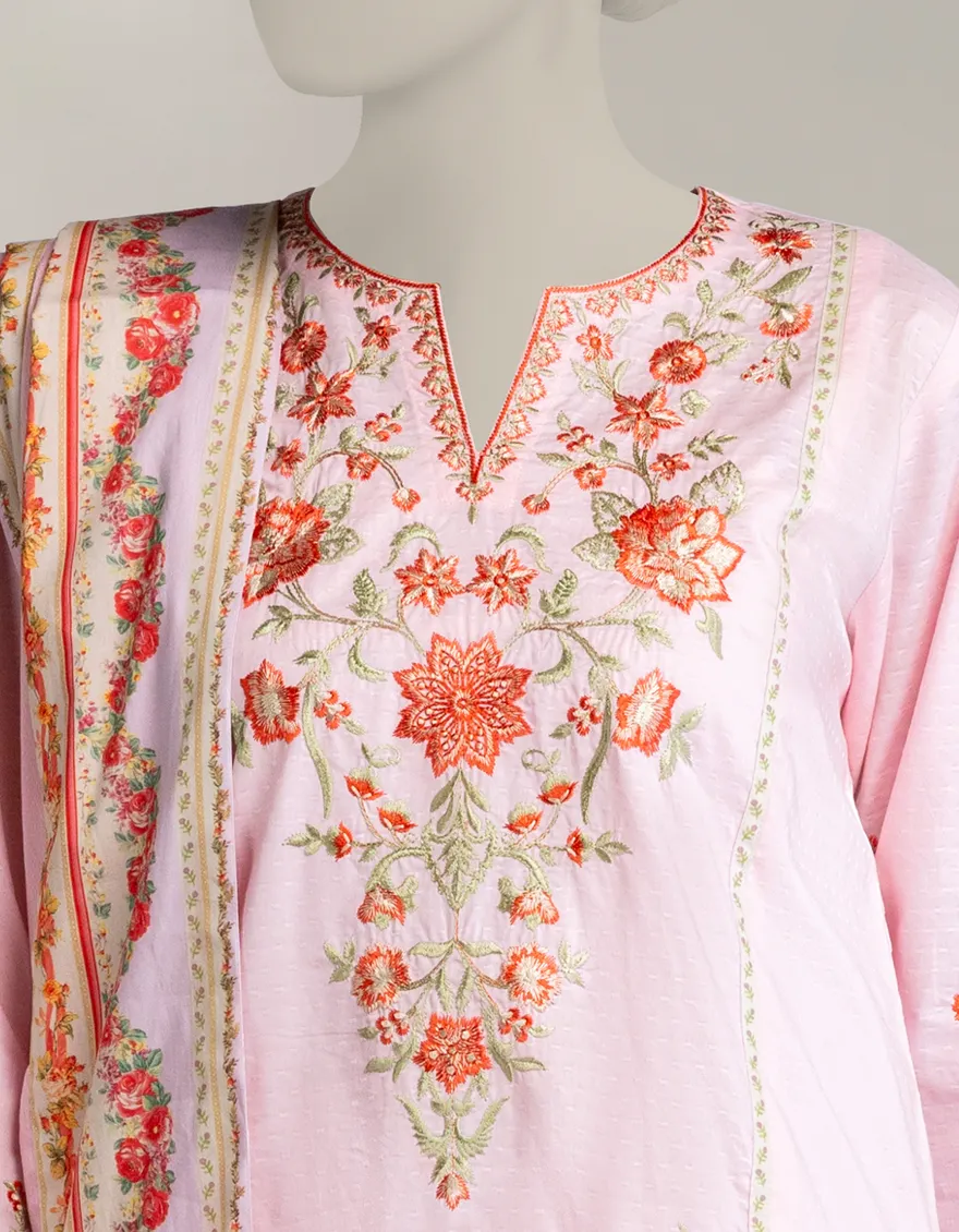 PINK DOBBY 3PC STITCHED | JLAWN-W-25-317/S VINTAGE FLORAL-01 - Image 3