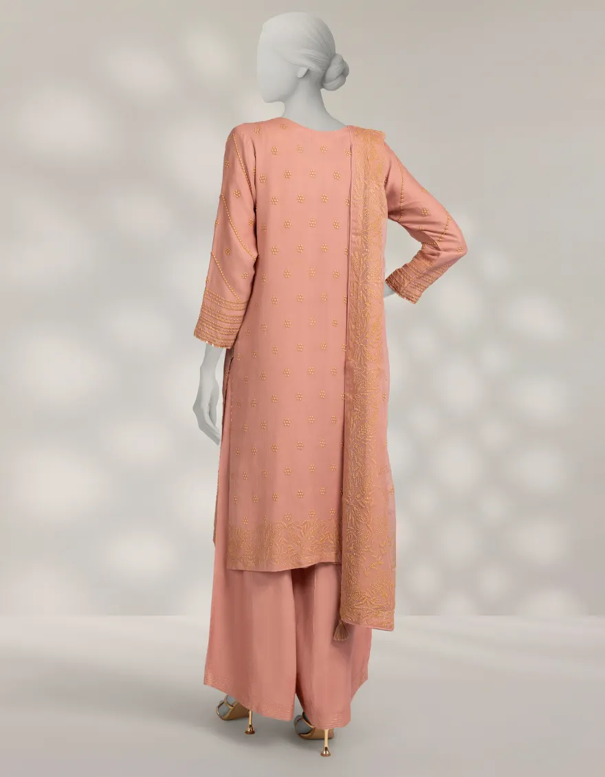 PINK IMPURE CHIFFON 3PC STITCHED | JLAWN-W-25-324/S KAMDANI-04 - Image 2
