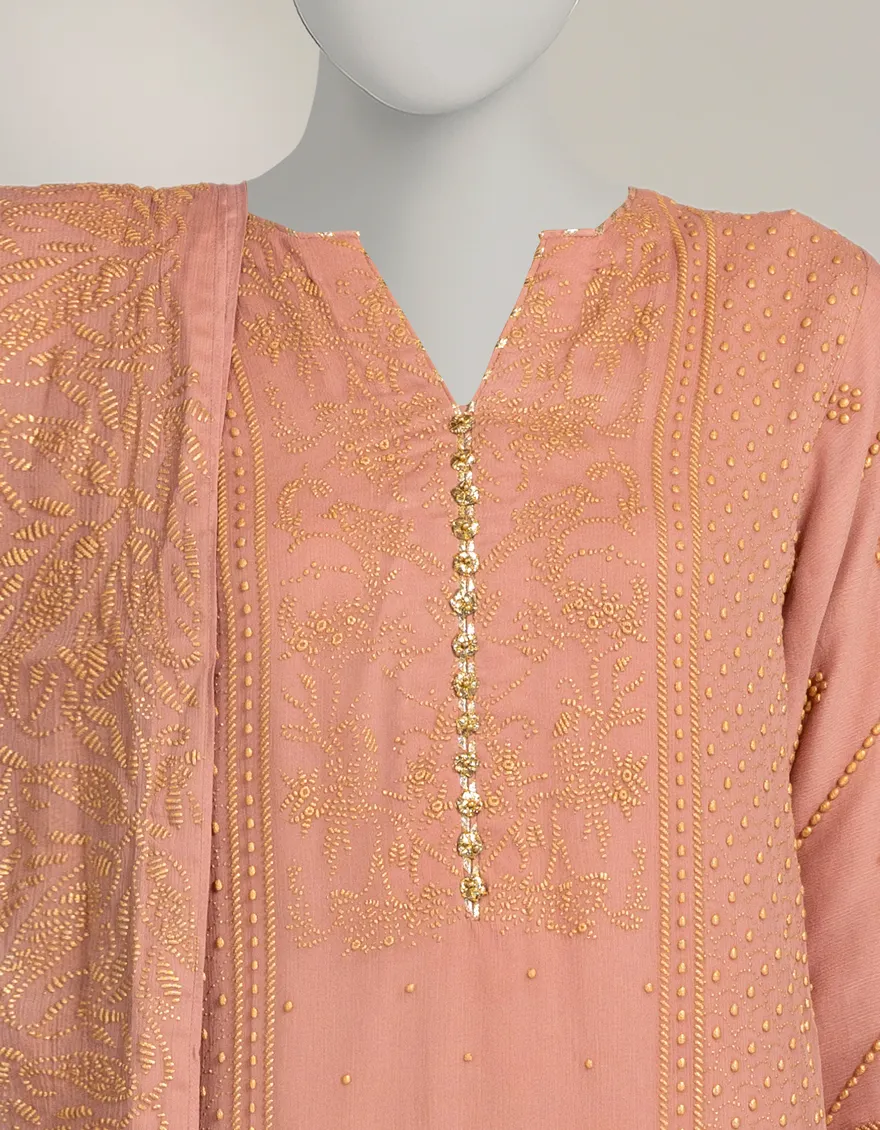 PINK IMPURE CHIFFON 3PC STITCHED | JLAWN-W-25-324/S KAMDANI-04 - Image 3