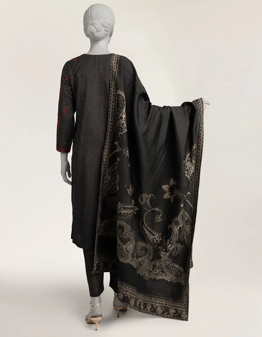 BLACK KARANDI 3PC STITCHED | JLAWN-W-25-325/S PERSIAN-01 - Image 2