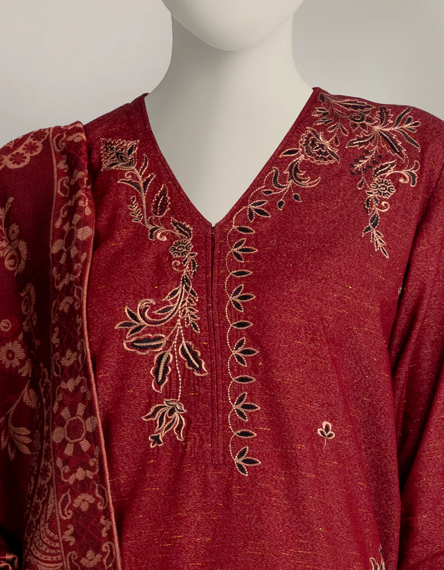 MAROON KARANDI 3PC STITCHED | JLAWN-W-25-326/S PERSIAN-02 - Image 3