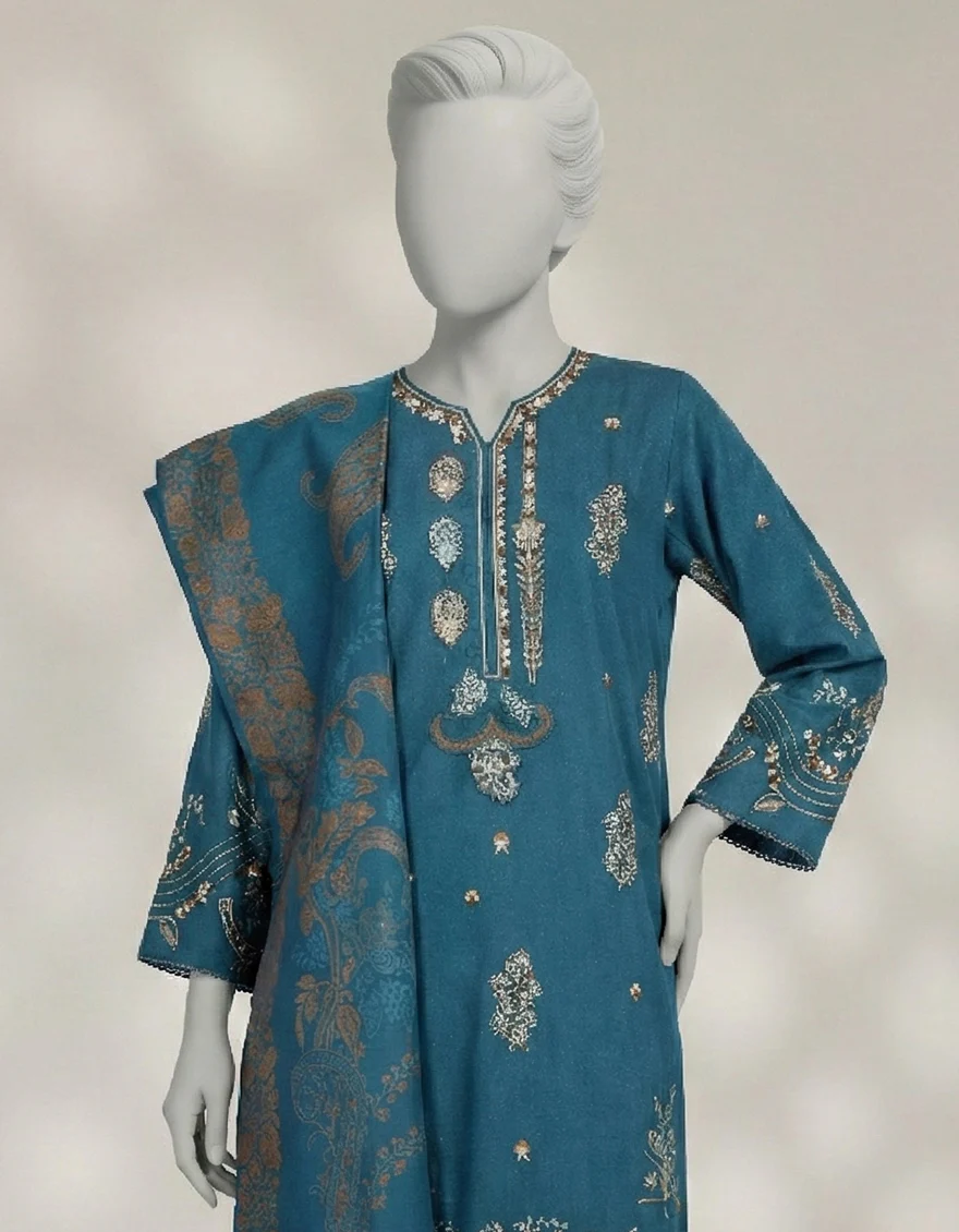 BLUE KARANDI 3PC STITCHED | JLAWN-W-25-327/S PERSIAN-03 - Image 3