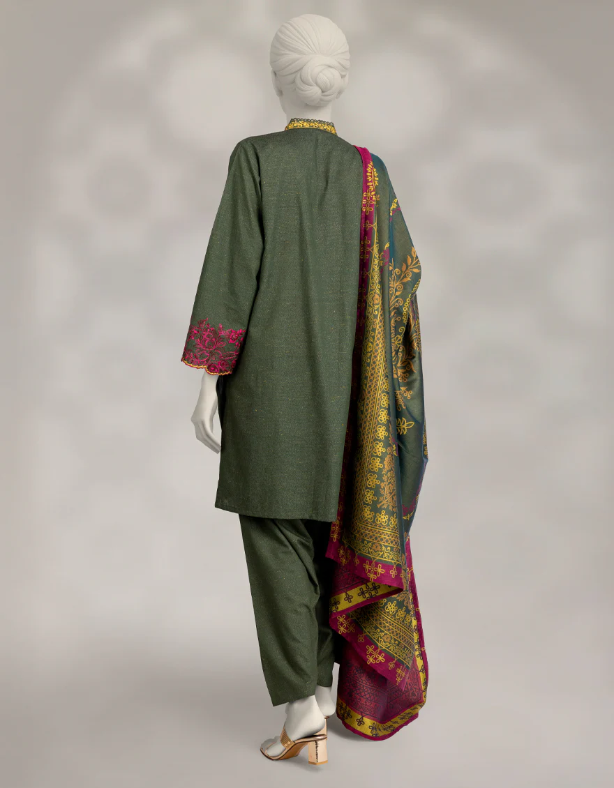 GREEN KARANDI 3PC STITCHED | JLAWN-W-25-328/S PERSIAN-04 - Image 2