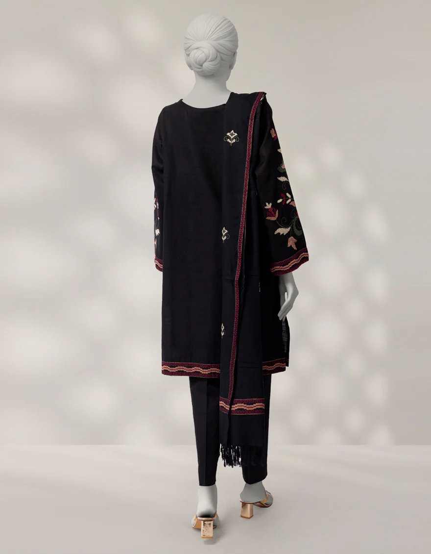 BLACK KHADDAR 3PC STITCHED | JLAWN-W-25-334/S CROSS STICH-2 - Image 2