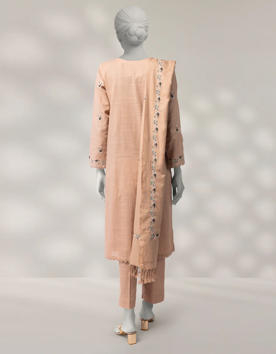 BEIGE KHADDAR 3PC STITCHED | JLAWN-W-25-335/S CROSS STICH-3 - Image 2