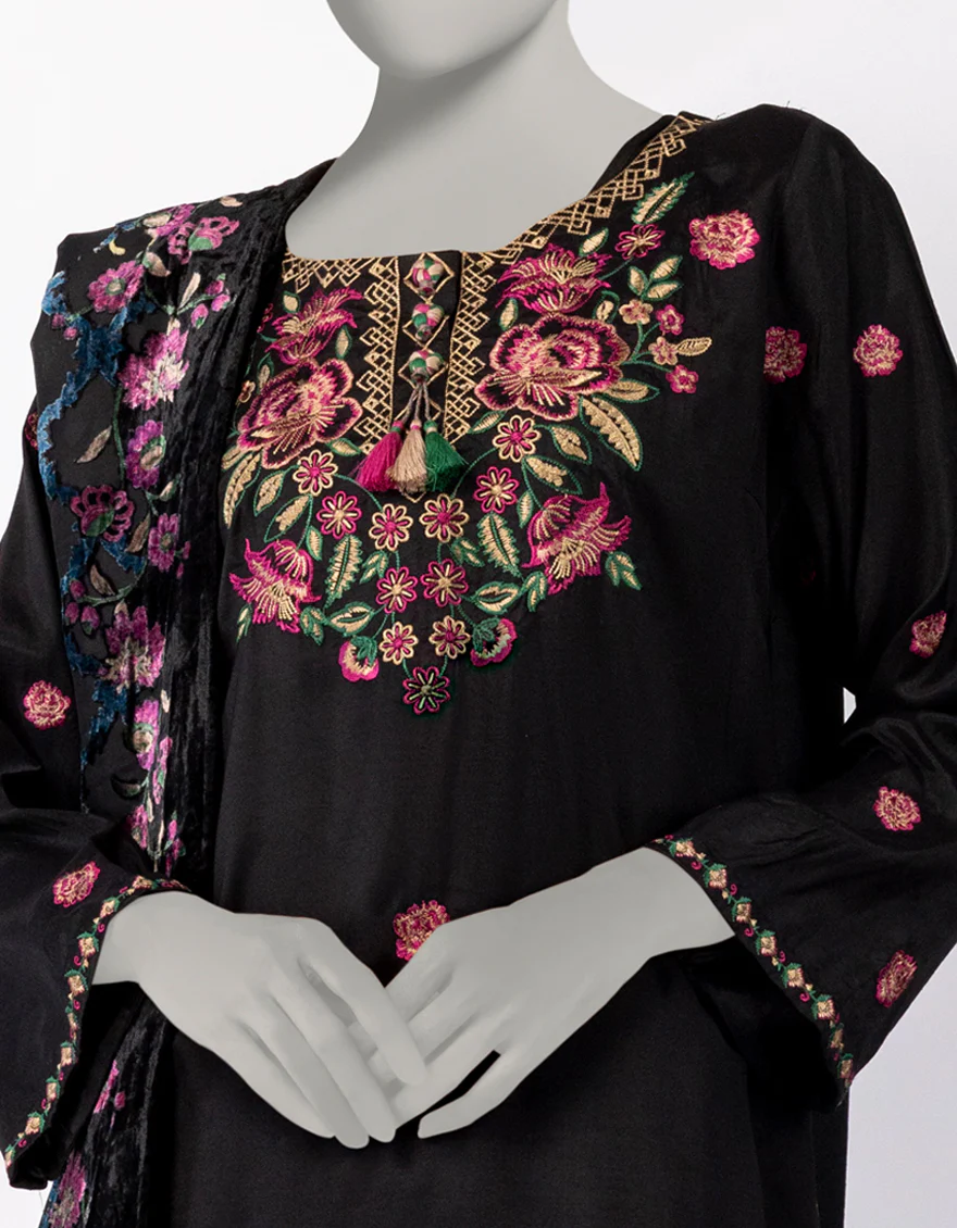 BLACK MAPLE SILK 3PC STITCHED | JLAWN-W-25-337/S BOLD PALACHI-01 - Image 4