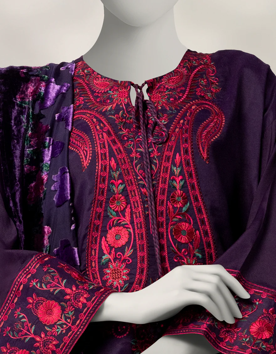 PURPLE MAPLE SILK 3PC STITCHED | JLAWN-W-25-339/S BOLD PALACHI-03 - Image 4