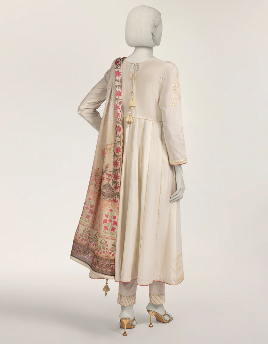 OFF WHITE DOBBY 3PC STITCHED | JLAWN-W-25-341/S JAIPUR-01 - Image 3