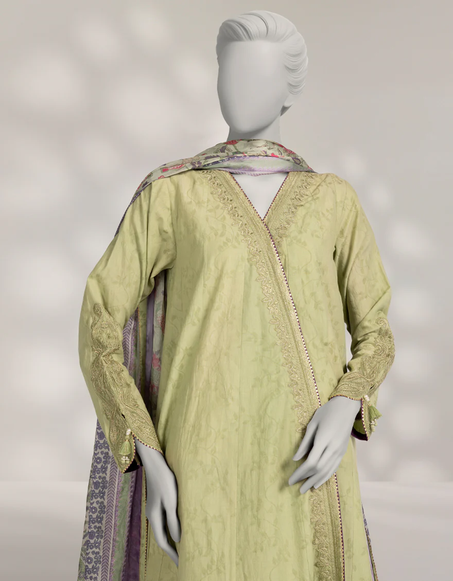 SAGE GREEN DOBBY 3PC STITCHED | JLAWN-W-25-344/S JAIPUR-4 - Image 3