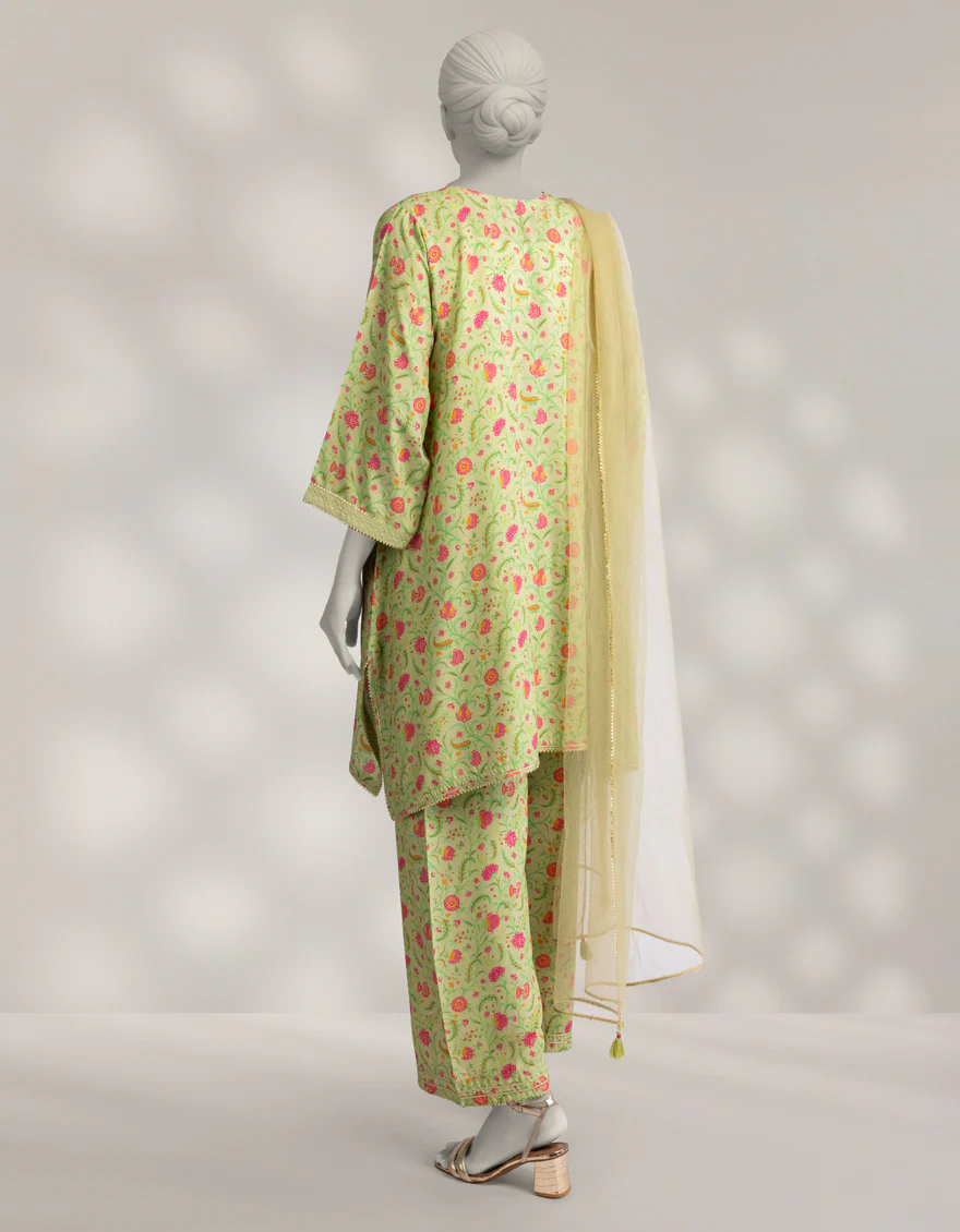 GREEN LINEN 3PC STITCHED | JLAWN-W-25-347/S CLASSIC-3 - Image 2