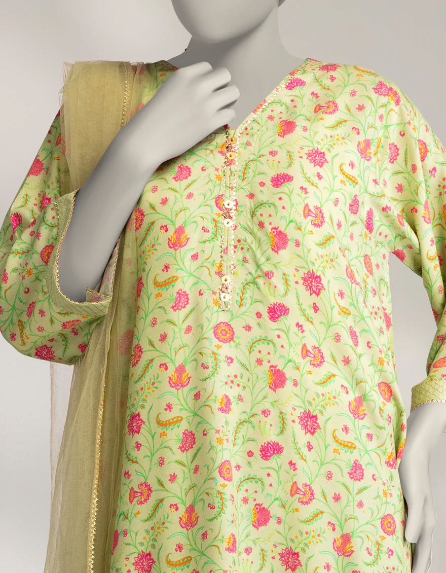 GREEN LINEN 3PC STITCHED | JLAWN-W-25-347/S CLASSIC-3 - Image 3