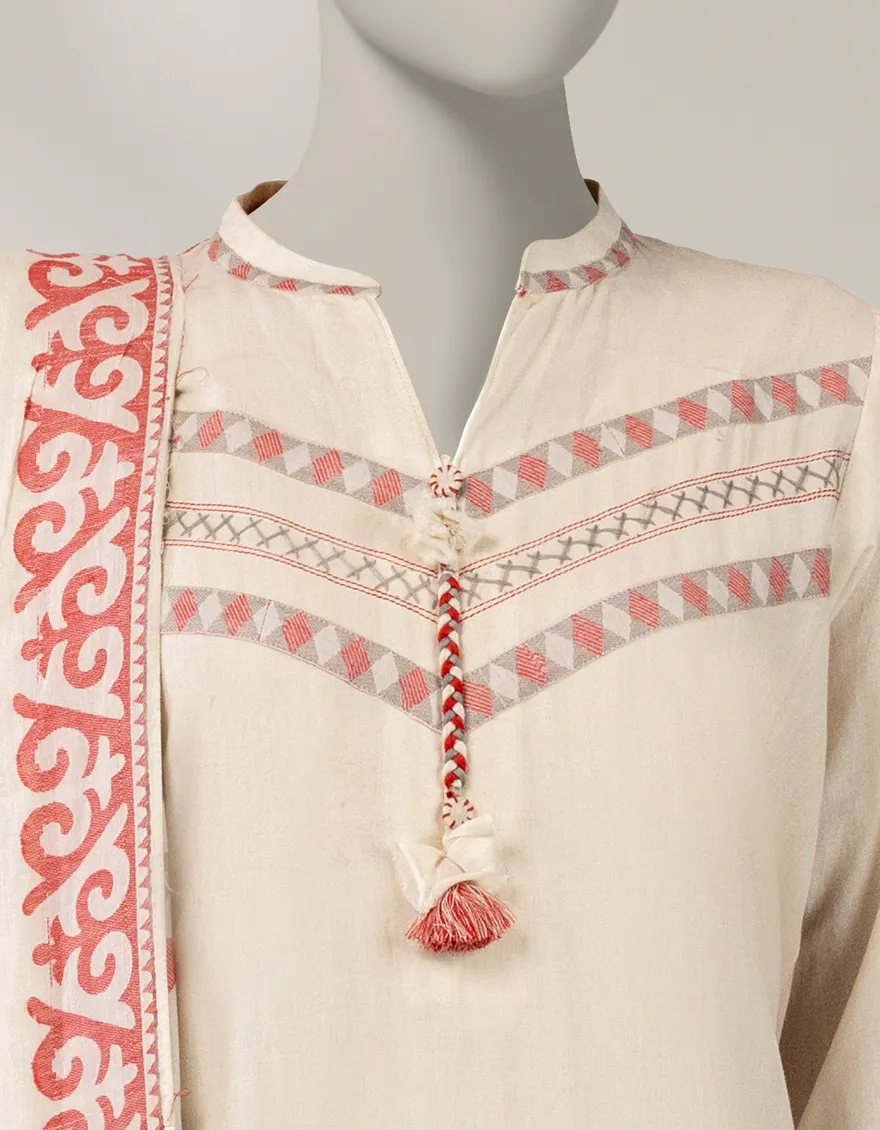 CREAM JACQUARD 3PC STITCHED | JLAWN-W-25-354/S RALLI-05 - Image 3