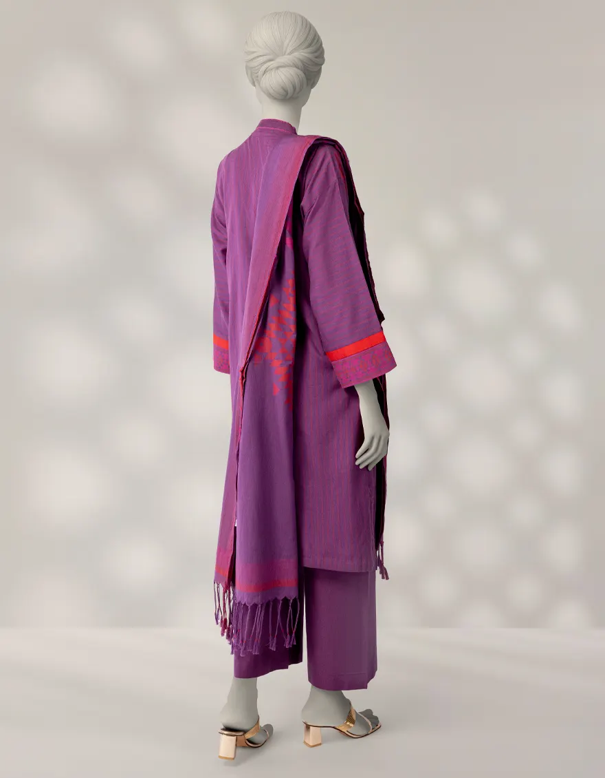 PURPLE JACQUARD 3PC STITCHED | JLAWN-W-25-355/S RALLI-07 - Image 2