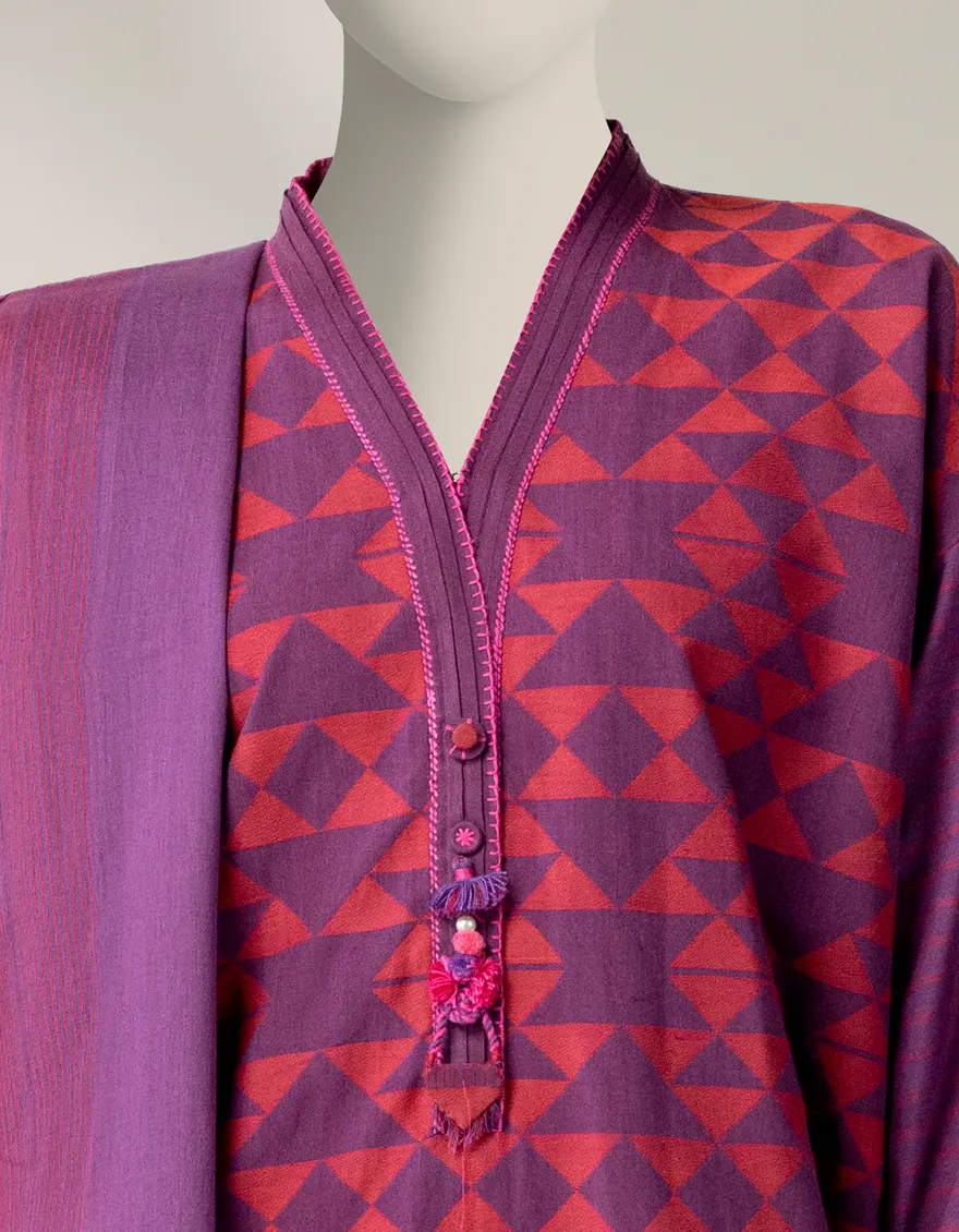 PURPLE JACQUARD 3PC STITCHED | JLAWN-W-25-355/S RALLI-07 - Image 3