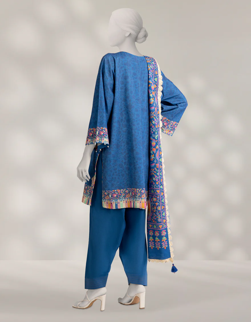 BLUE PASHMINA 3PC UNSTITCHED | JLAWN-W-25-3600 KANI PASHMINA-2 - Image 2