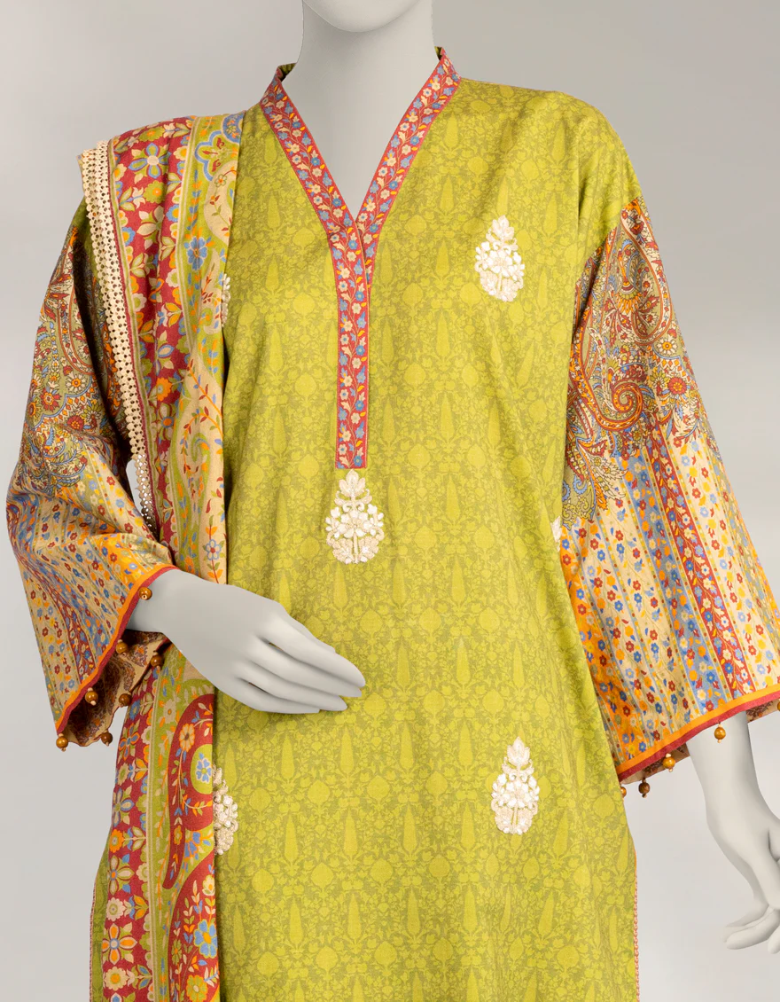 GREEN PASHMINA 3PC UNSTITCHED | JLAWN-W-25-3601 KANI PASHMINA-3 - Image 3