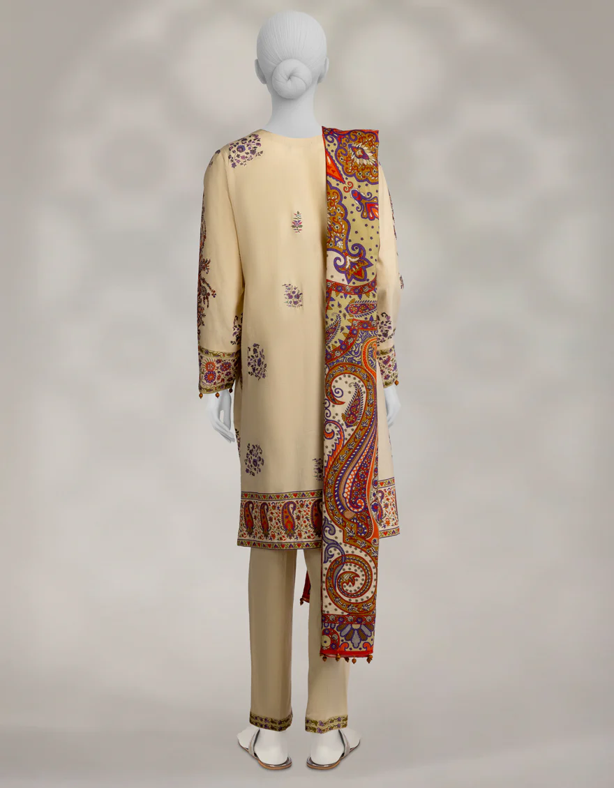 OFF WHITE PASHMINA 3PC UNSTITCHED | JLAWN-W-25-3602 KANI PASHMINA-4 - Image 2