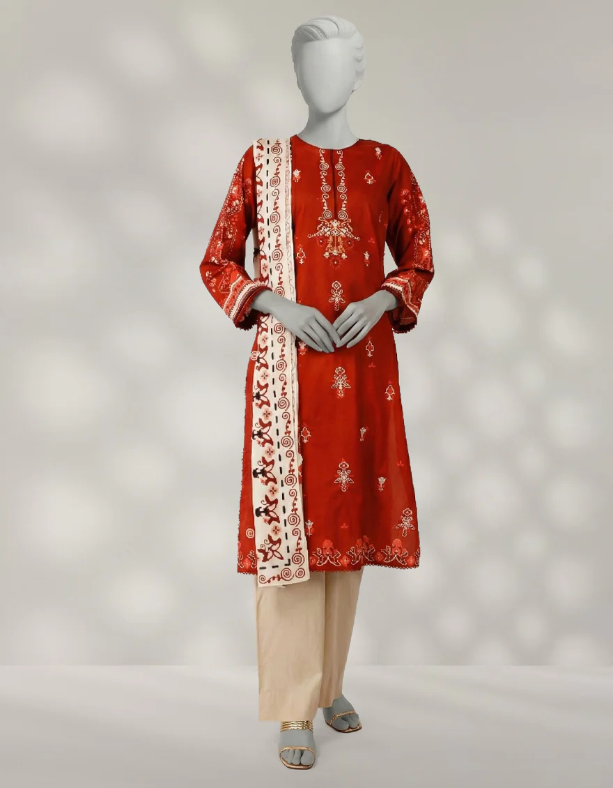 BROWN CAMBRIC 2PC STITCHED | JLAWN-W-JDS-25-1175/S MINIMAL-4