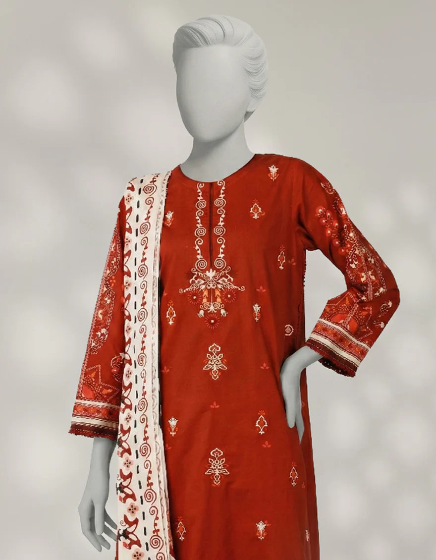BROWN CAMBRIC 2PC STITCHED | JLAWN-W-JDS-25-1175/S MINIMAL-4 - Image 2