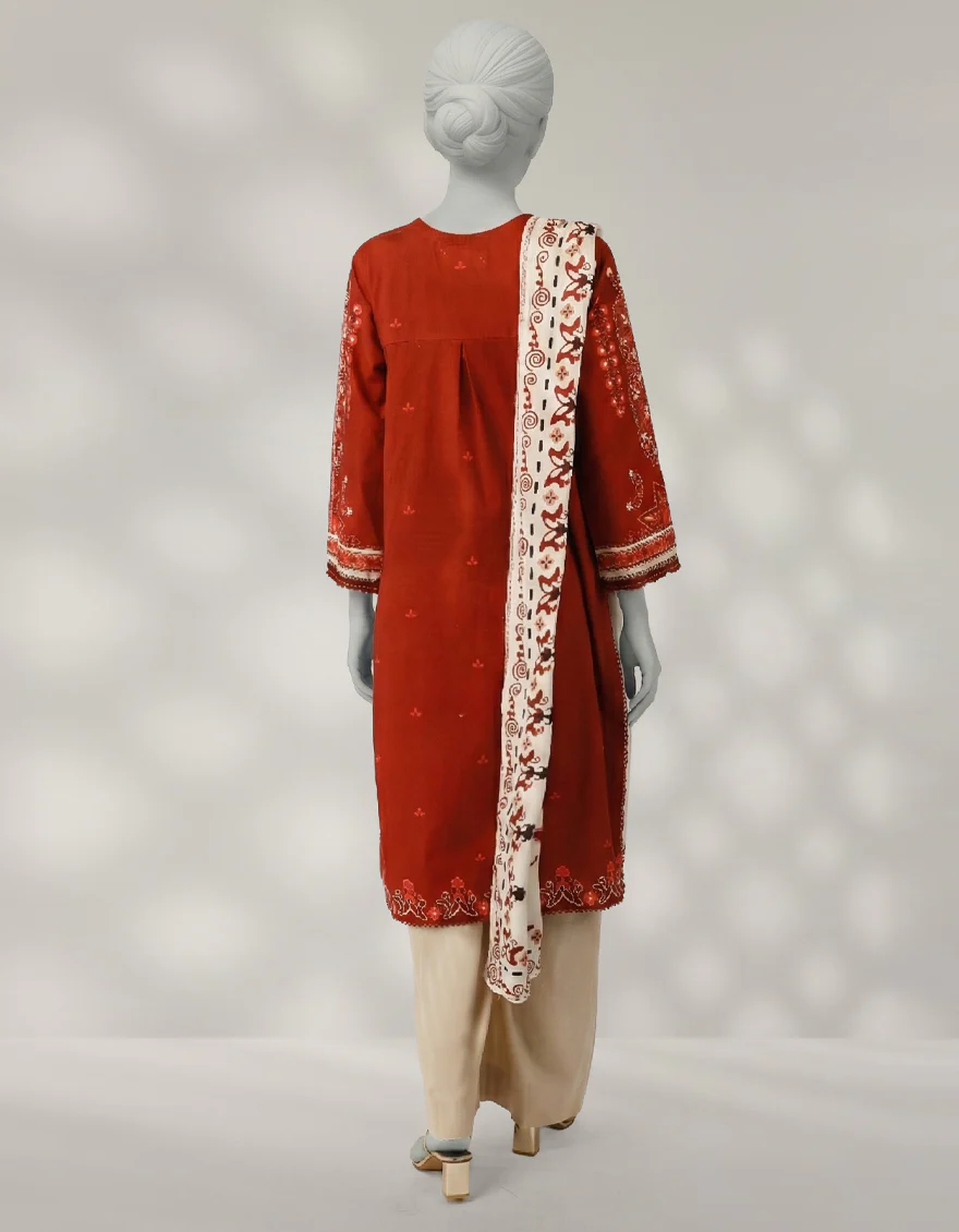 BROWN CAMBRIC 2PC STITCHED | JLAWN-W-JDS-25-1175/S MINIMAL-4 - Image 3