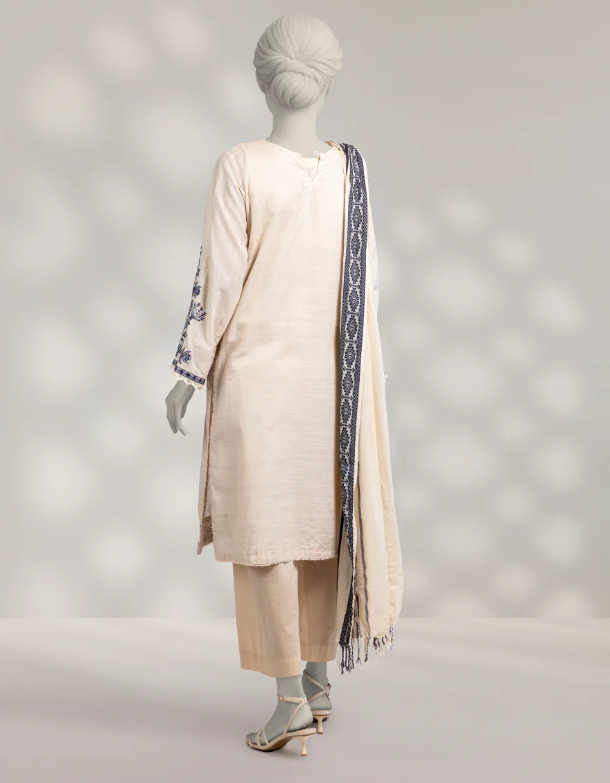 CREAM KHADDAR 2PC STITCHED | JLAWN-W-JDS-25-1176/S SEQUINS-1 - Image 2