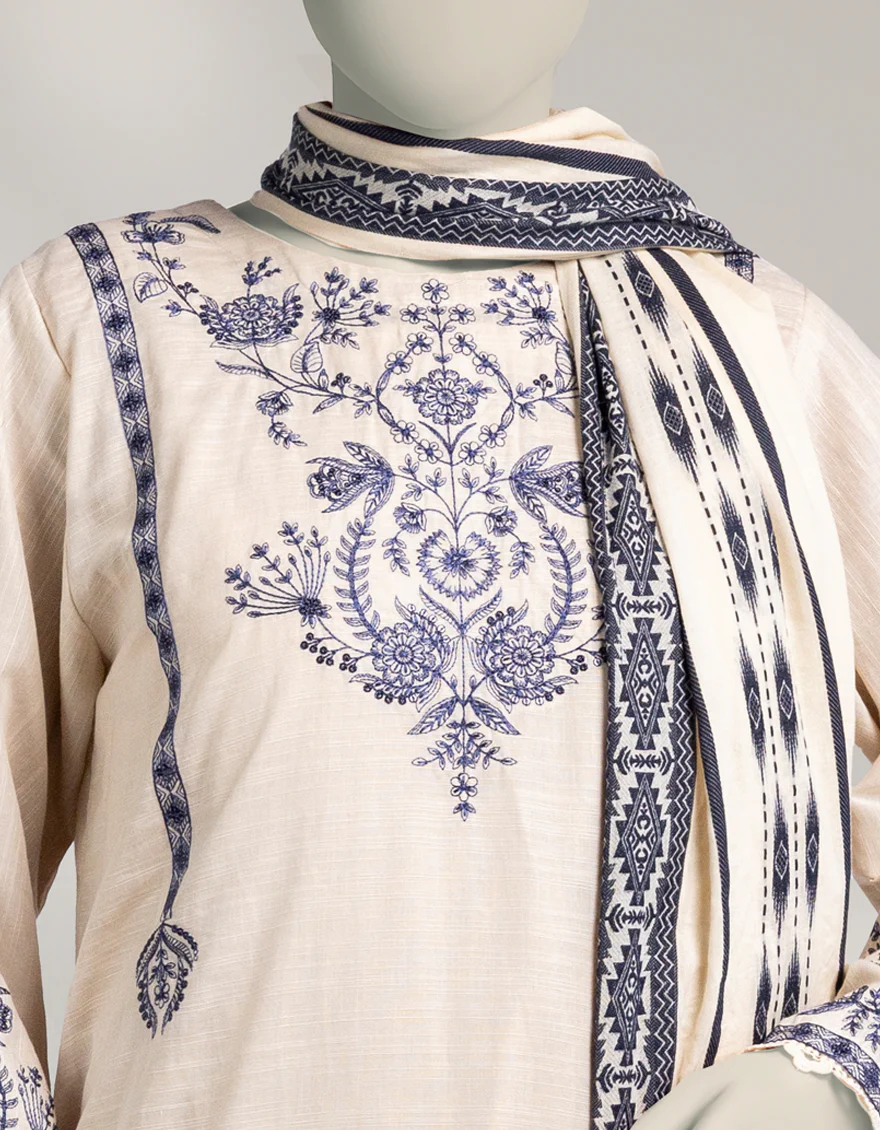 CREAM KHADDAR 2PC STITCHED | JLAWN-W-JDS-25-1176/S SEQUINS-1 - Image 3