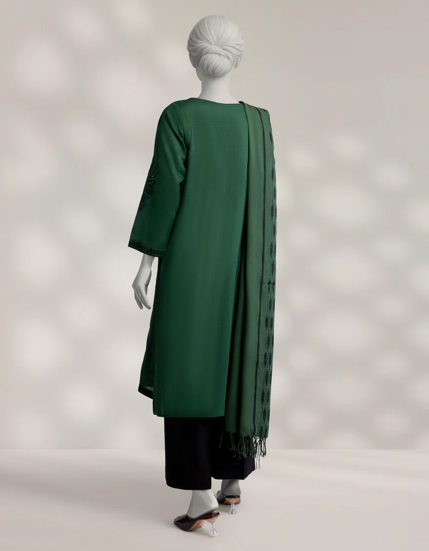 GREEN KHADDAR 2PC STITCHED | JLAWN-W-JDS-25-1177/S SEQUINS-2 - Image 2