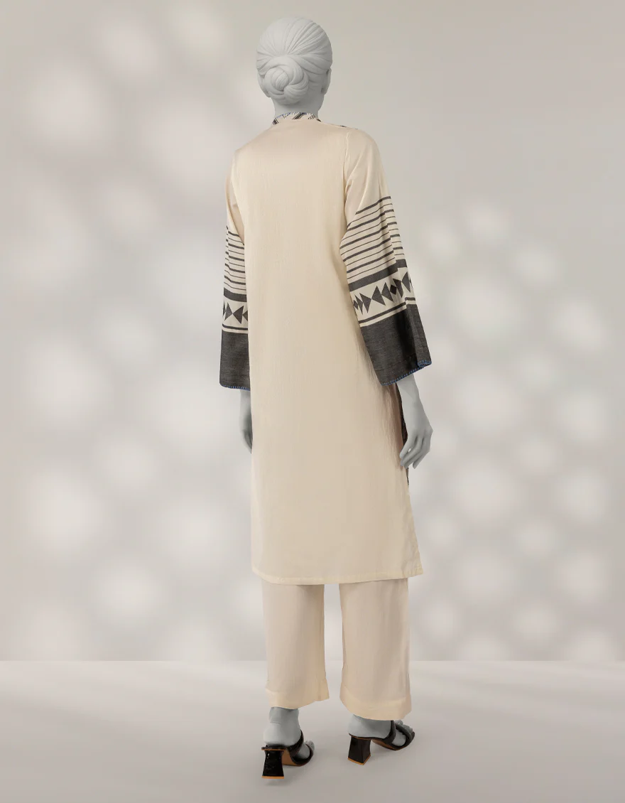 OFF WHITE JACQUARD 2PC STITCHED | JLAWN-W-JST-25-2239/S FOLK-3 - Image 3