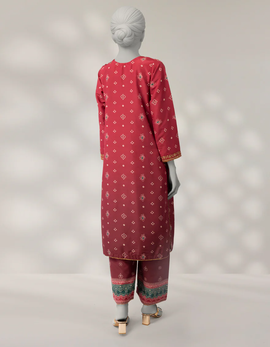 MAROON RAW SILK 2PC STITCHED | JLAWN-W-JST-25-2250/S CHUNRI-1 - Image 2