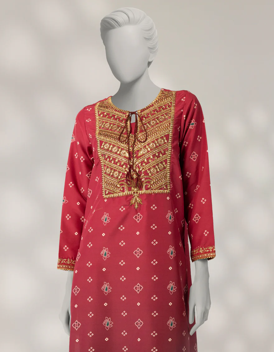 MAROON RAW SILK 2PC STITCHED | JLAWN-W-JST-25-2250/S CHUNRI-1 - Image 3