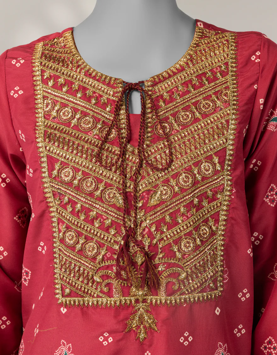 MAROON RAW SILK 2PC STITCHED | JLAWN-W-JST-25-2250/S CHUNRI-1 - Image 4