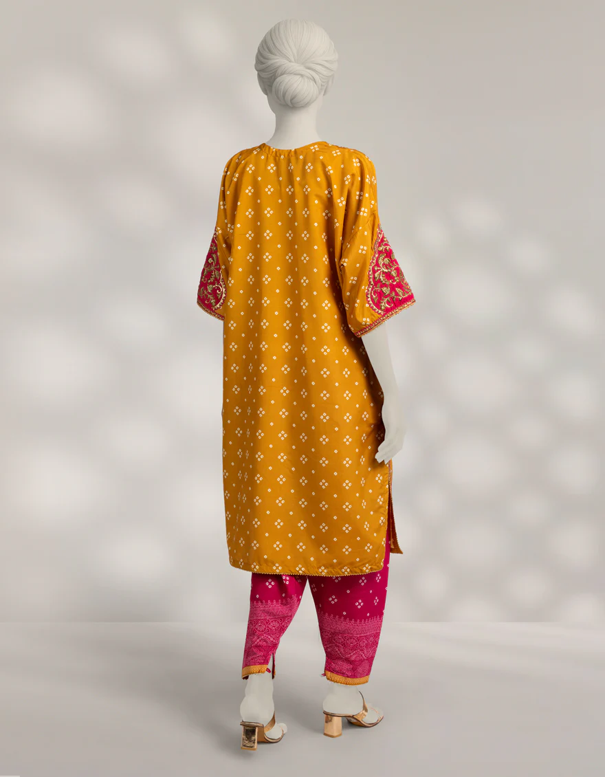 YELLOW RAW SILK 2PC STITCHED | JLAWN-W-JST-25-2251/S CHUNRI-2 - Image 2