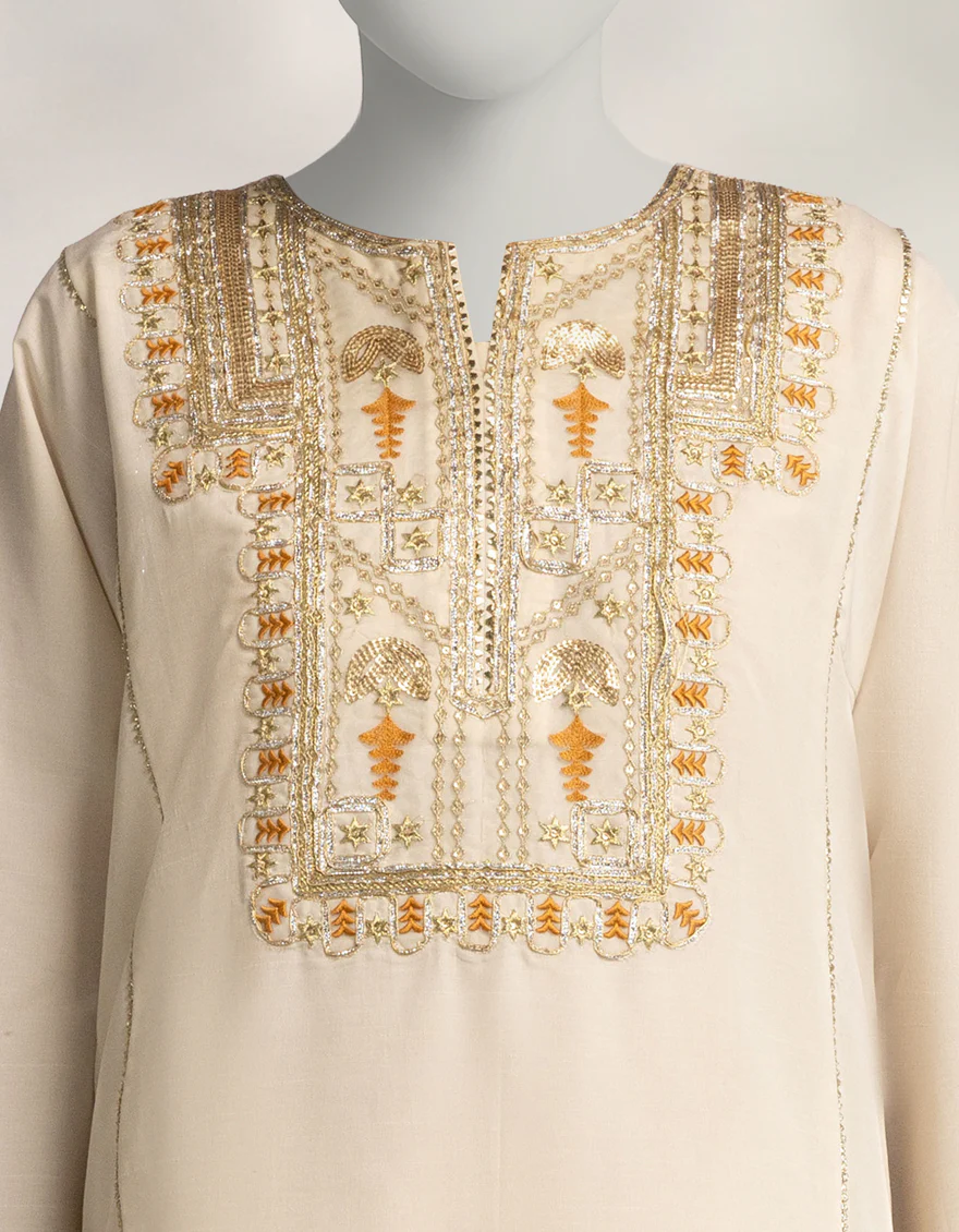 OFF WHITE RAW SILK 2PC STITCHED | JLAWN-W-JST-25-2324/S GOTTA-02 - Image 3