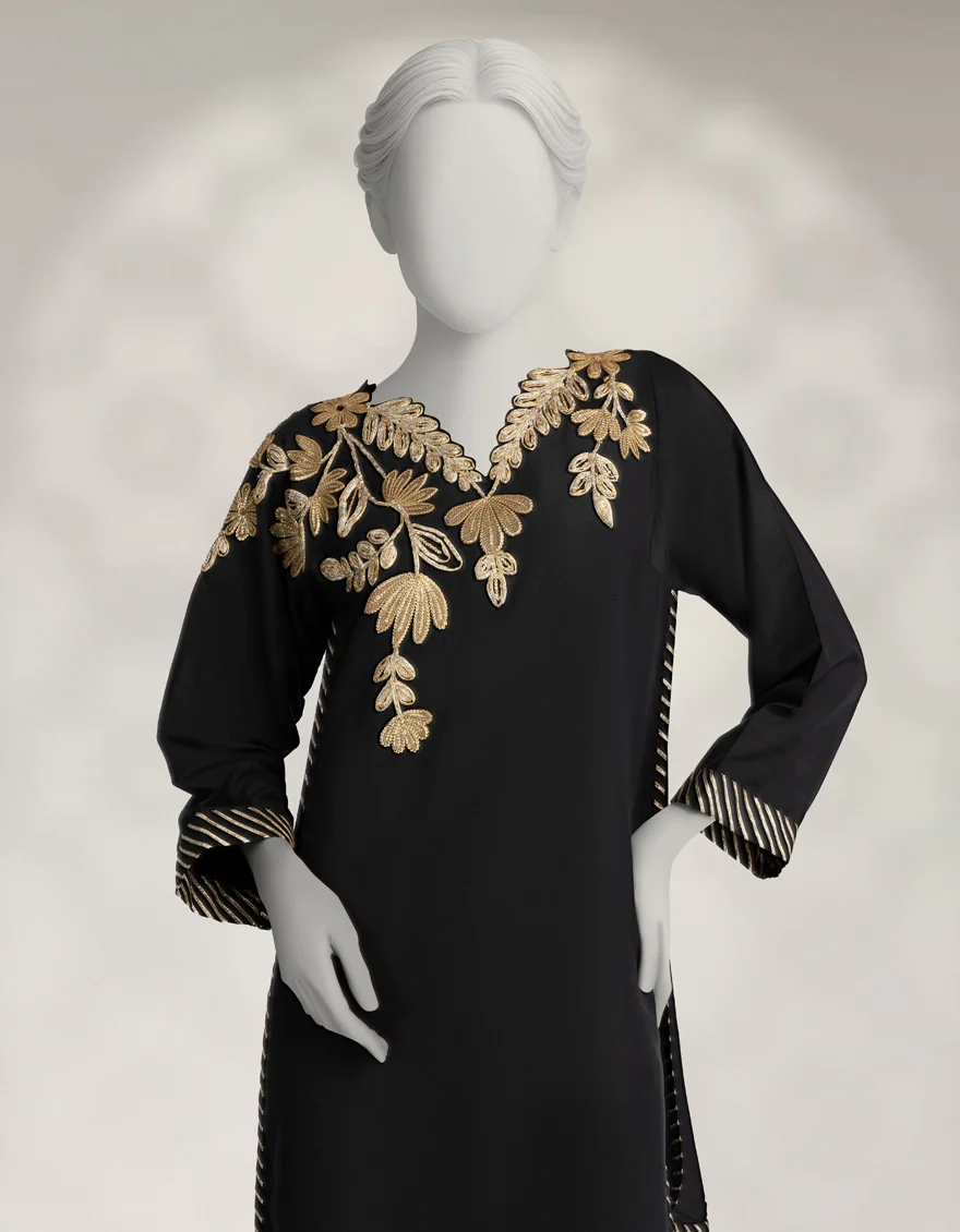 BLACK RAW SILK 2PC STITCHED | JLAWN-W-JST-25-2325/S GOTTA-03 - Image 2