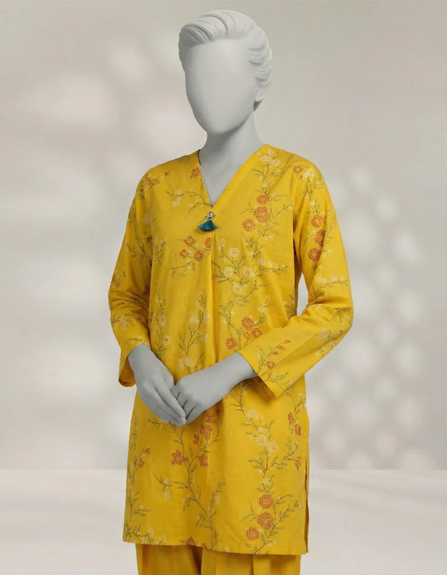 YELLOW CAMBRIC 2PC STITCHED | JLAWN-W-JST-25-2358/S ESSENTIALS-72 - Image 2