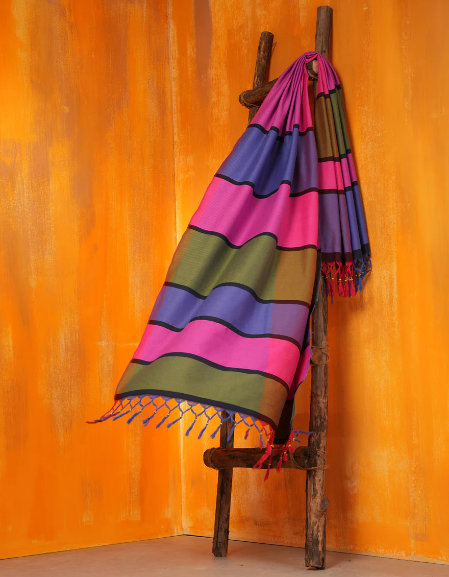MULTICOLOR KHADDI DUPATTA | JLDP-W-24-2666 FB/SHAWL-21 - Image 3