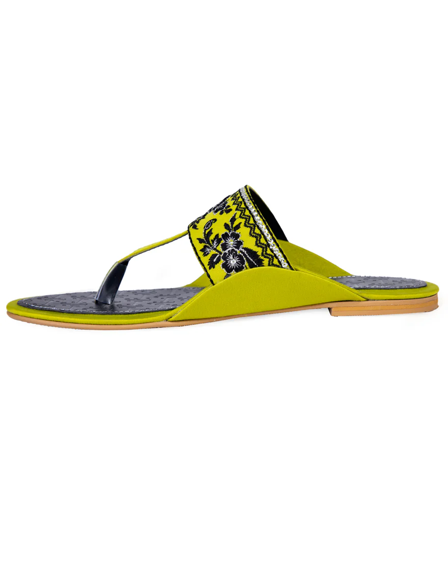 GREEN SILK CHAPPAL | JLFWC-24-1268 FB/TROPICAL-2 - Image 3