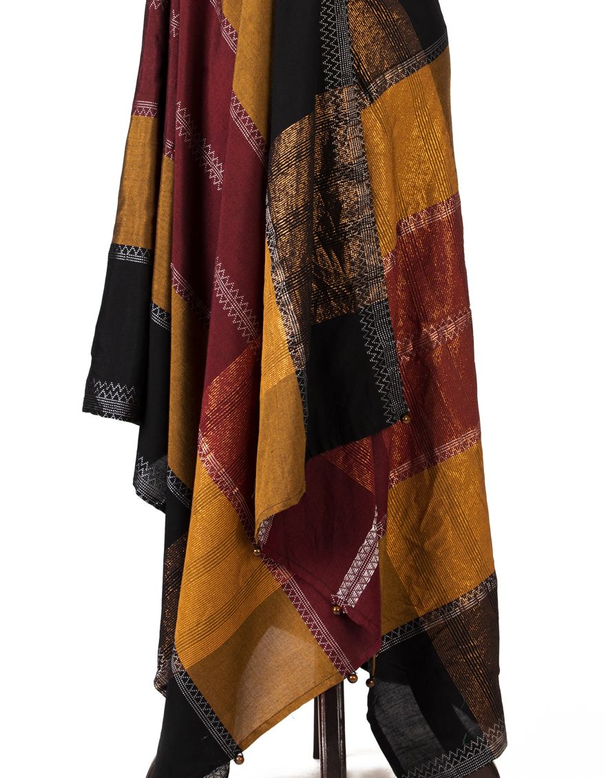 BLM KHADDI STOLE | JLST-W-STL-US-21-2671 FB/ZARI GOLD - Image 2