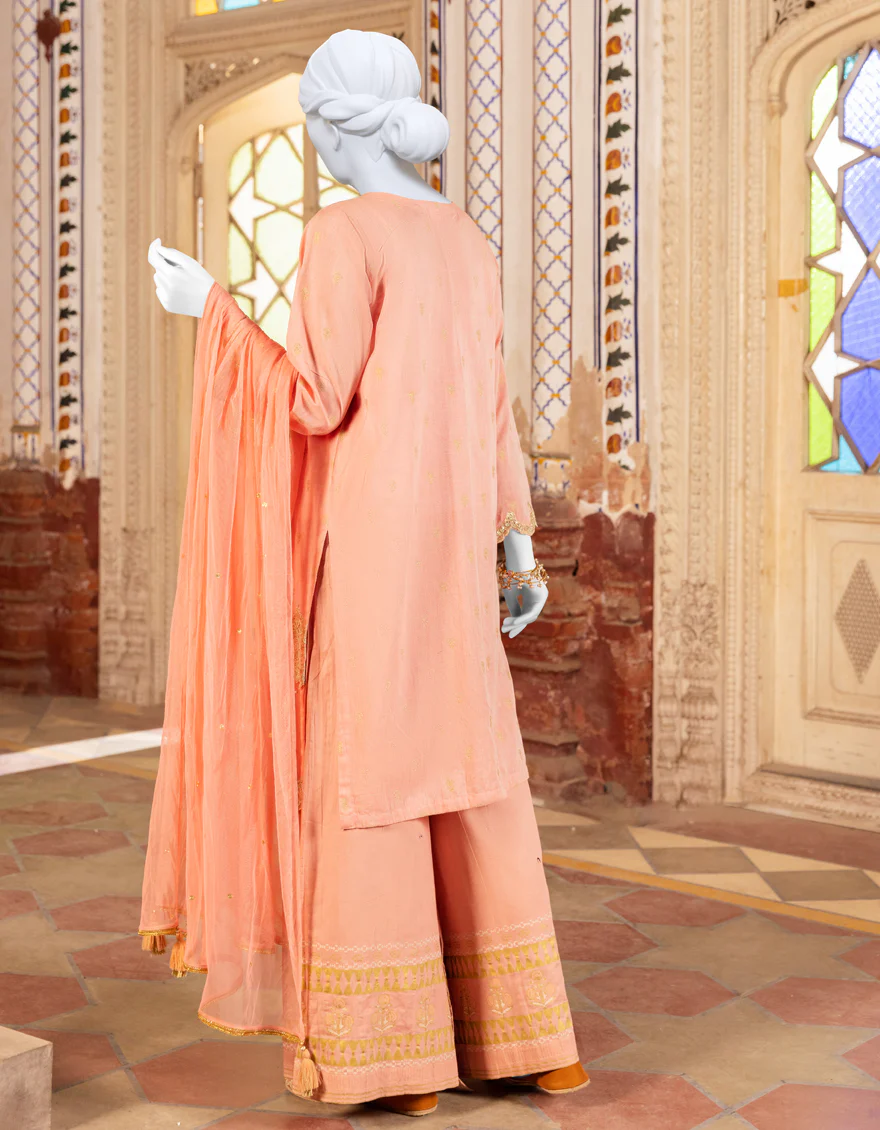 PEACH LAWN 3PC STITCHED | JPWS-S-JPWS-US-23-507 FB/GOLDEN BOTI - Image 2