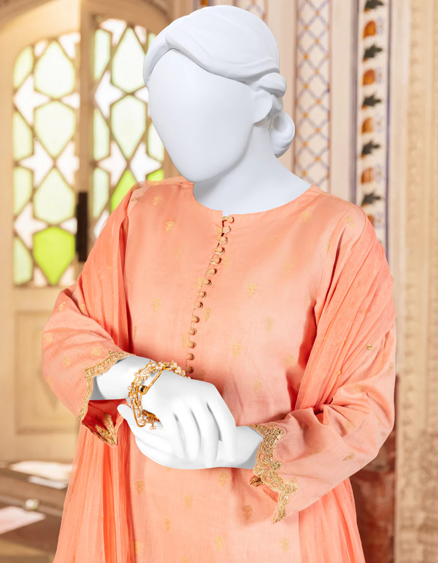 PEACH LAWN 3PC STITCHED | JPWS-S-JPWS-US-23-507 FB/GOLDEN BOTI - Image 3