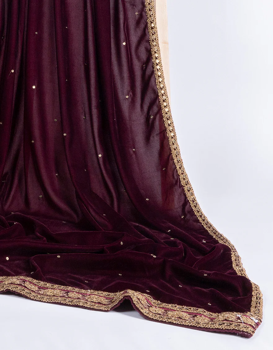 RED VELVET SHAWL | JSH-JSHW-24-2674 FB/VELVET-2 - Image 2
