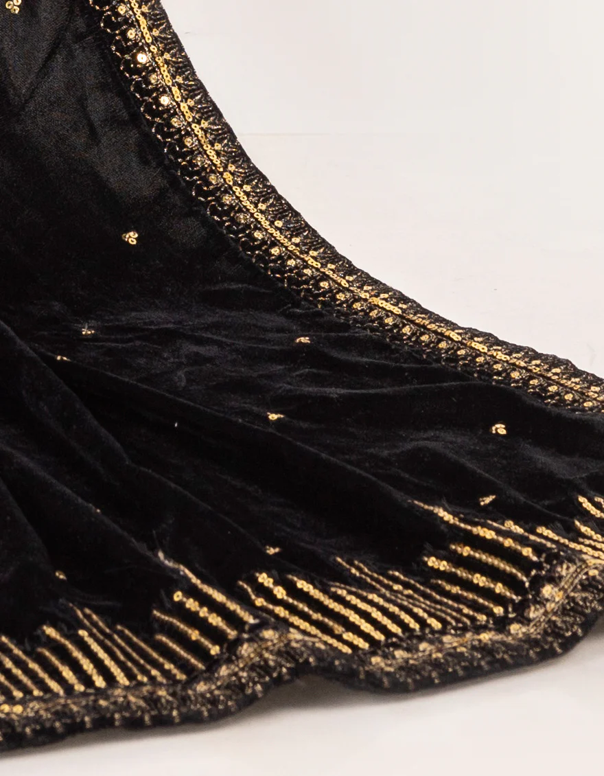 BLACK VELVET SHAWL | JSH-JSHW-24-2675 FB/VELVET-3 - Image 2