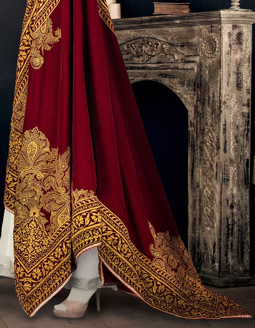 MAROON SHAWL | JSH-SHW-US-19-177 FB/DOUBLE DIAMOND - Image 2