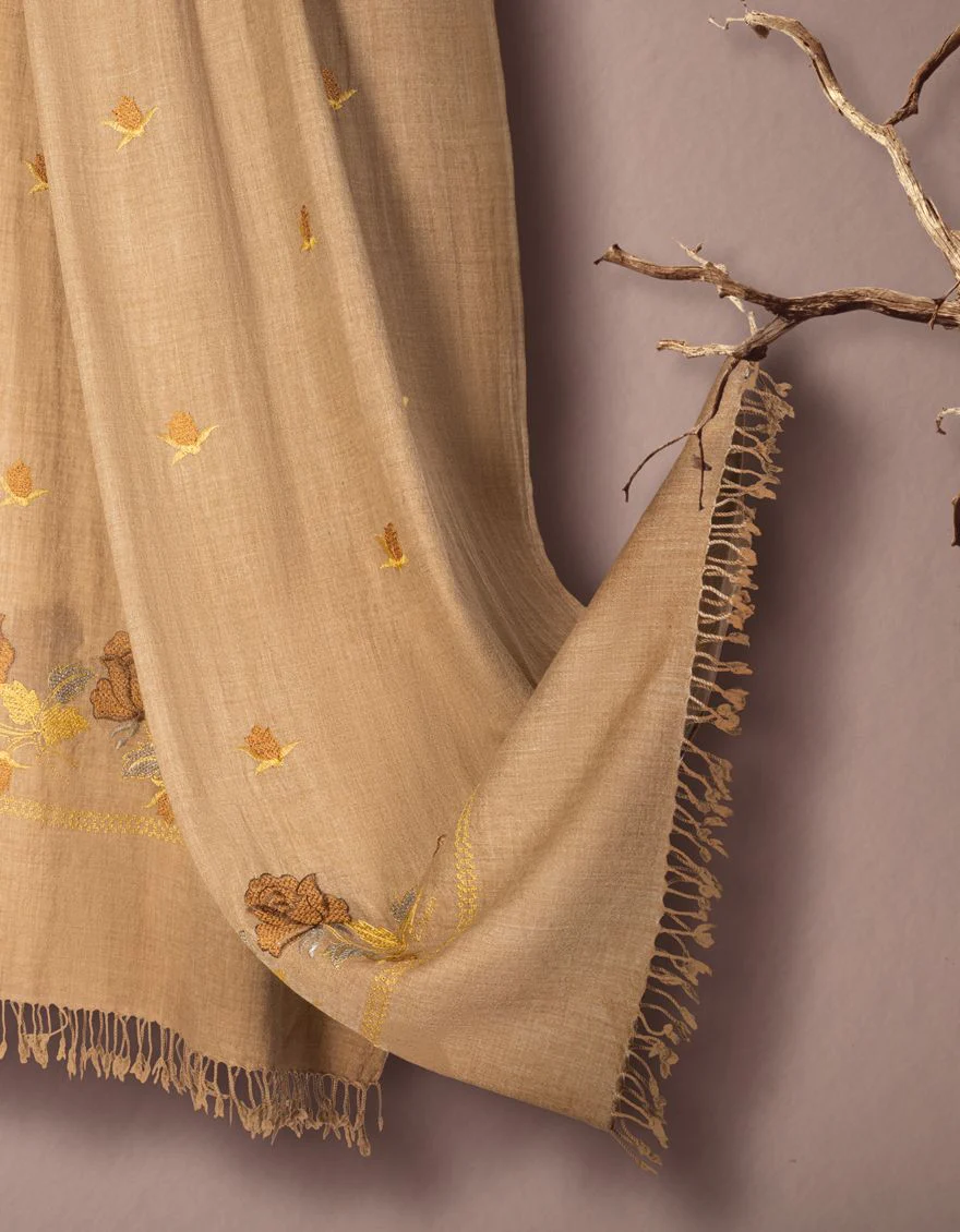 LIGHT CAMEL SHAWL | JSH-SHW-US-21-0003 FB/SWATI WOOL - Image 2
